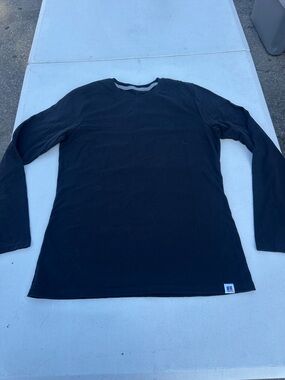 Russell Athletic Black Long Sleeve Crew Tee with Subtle Logo